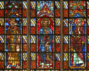 Vindue, der forestiller profeterne Jonas, Micah og Sophonias af French School